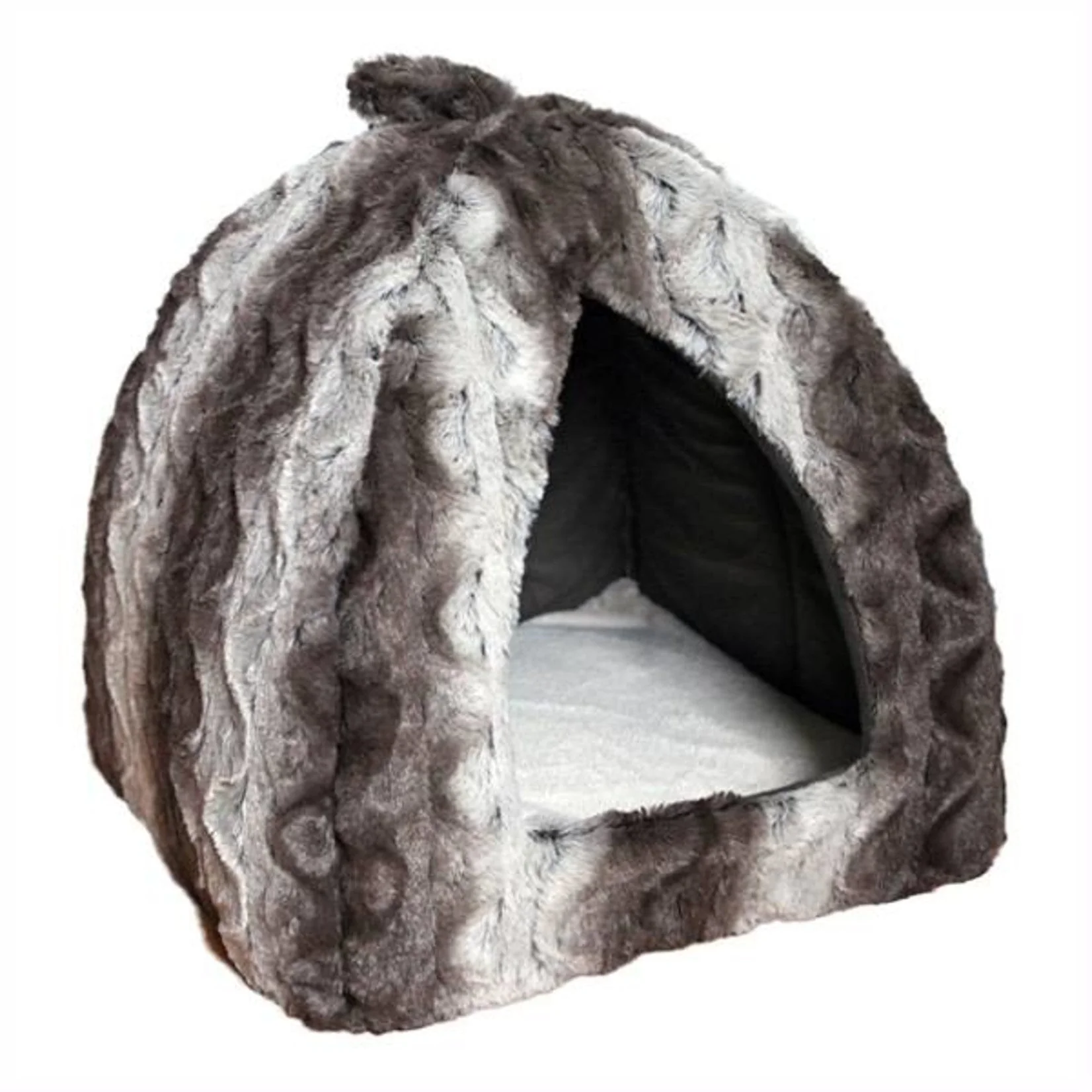 40 Winks Pyramid Snuggle Plush Dog Bed - Grey & Cream