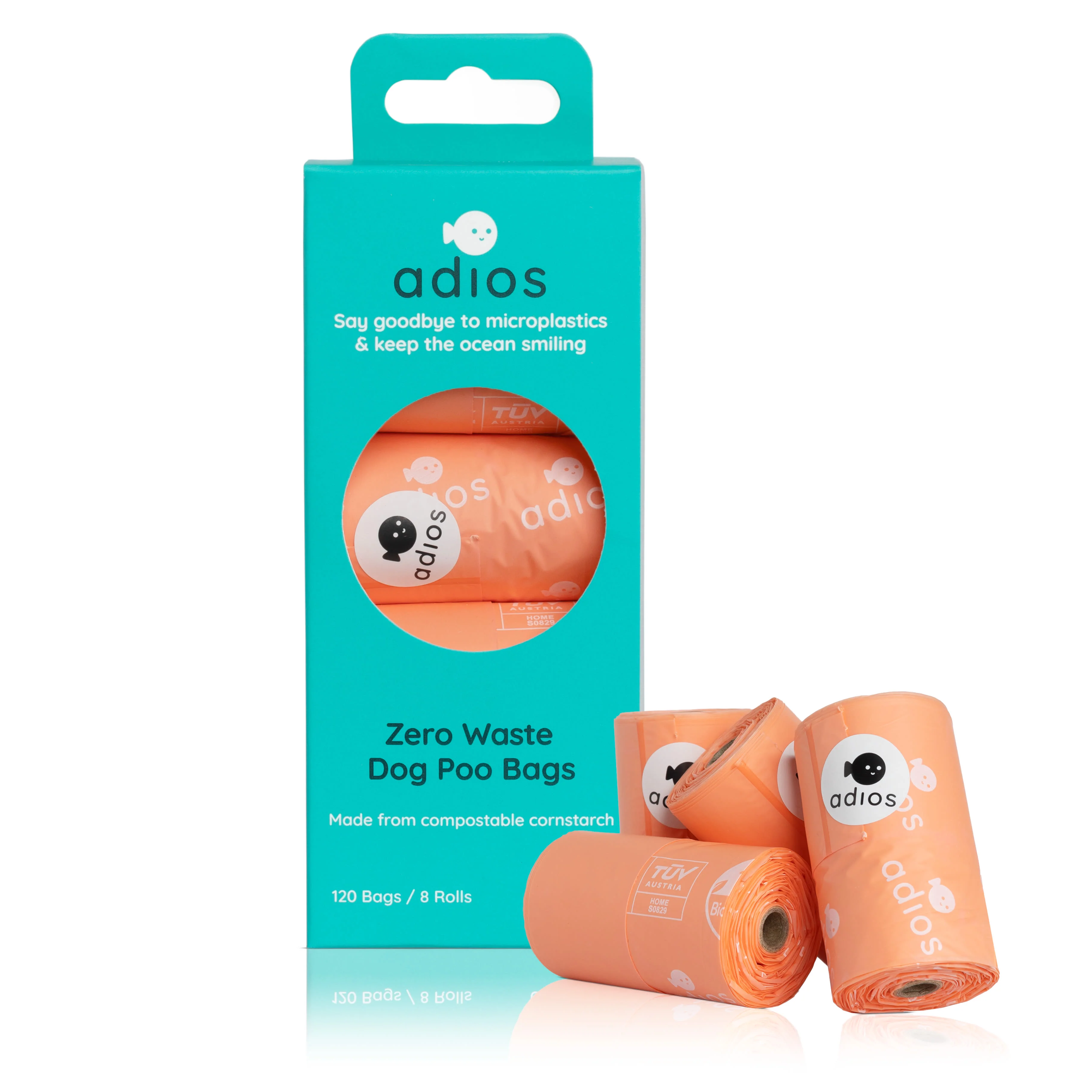Adios Plastic Compostable Handle on a Roll Pink Poo Bags - Image 2