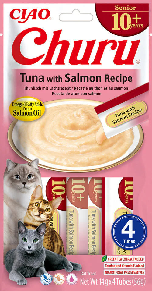 Ciao Churu 4 Pack Senior Cat Treat - Tuna with Salmon Recipe