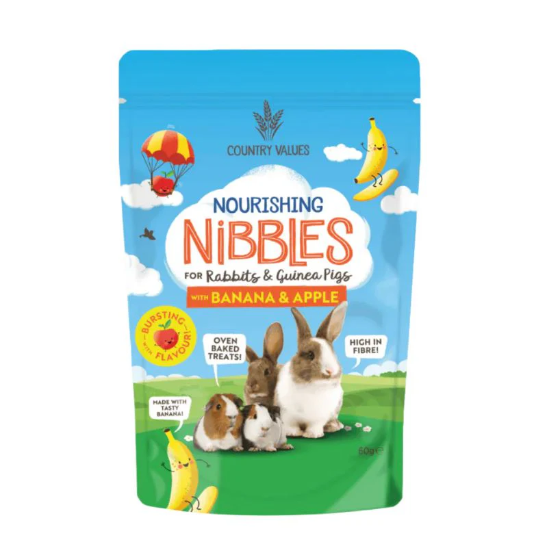 Country Values Nourishing Nibbles Banana and Apple Treats for Rabbits & Guinea Pigs