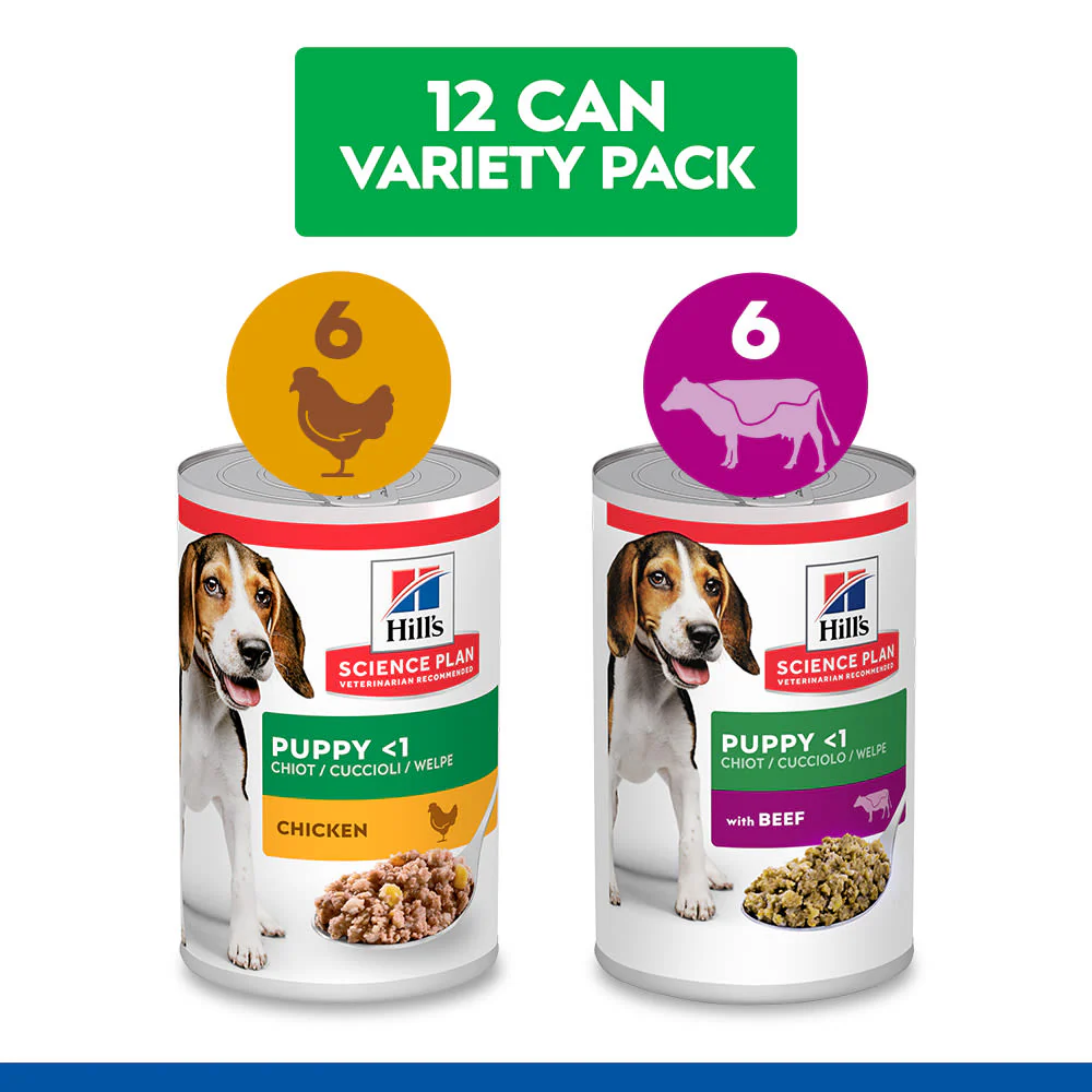 Hill's Science Plan Variety Pack Puppy Wet Dog Food with Chicken and Beef - Image 2